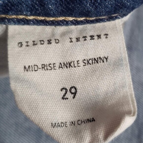 Gilded Intent Distressed Mid Rise Ankle Skinny Jeans 29 - Picture 8 of 9